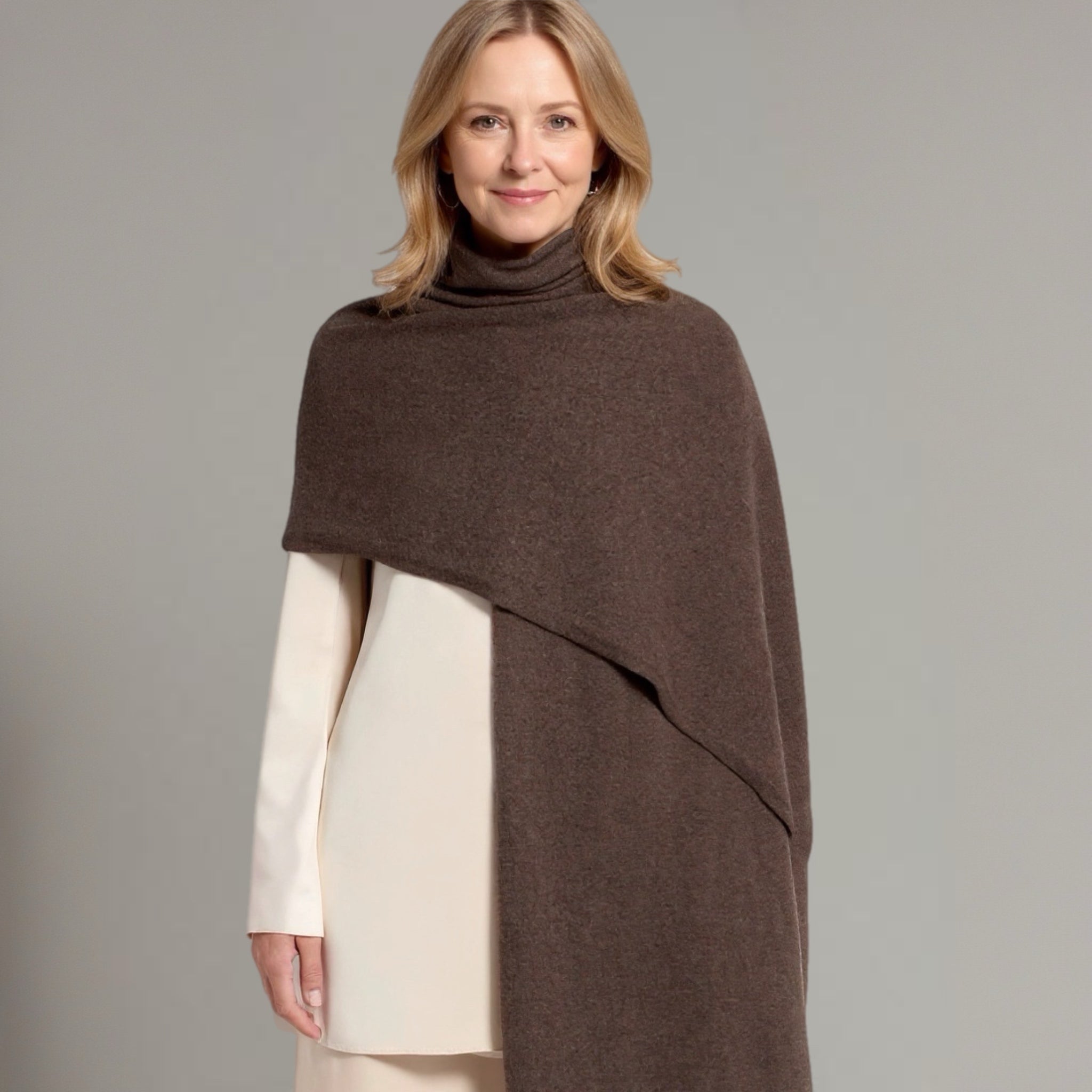 Chocolate Brown Julian 100% Cashmere 2 Ply Extra large Travel Wrap