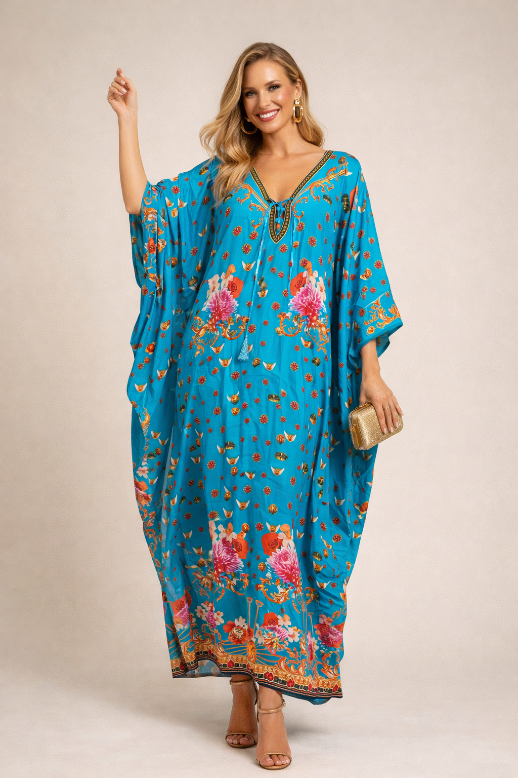 Coco Bella Silk Luxe kaftan.Sizes Available AU 12-28