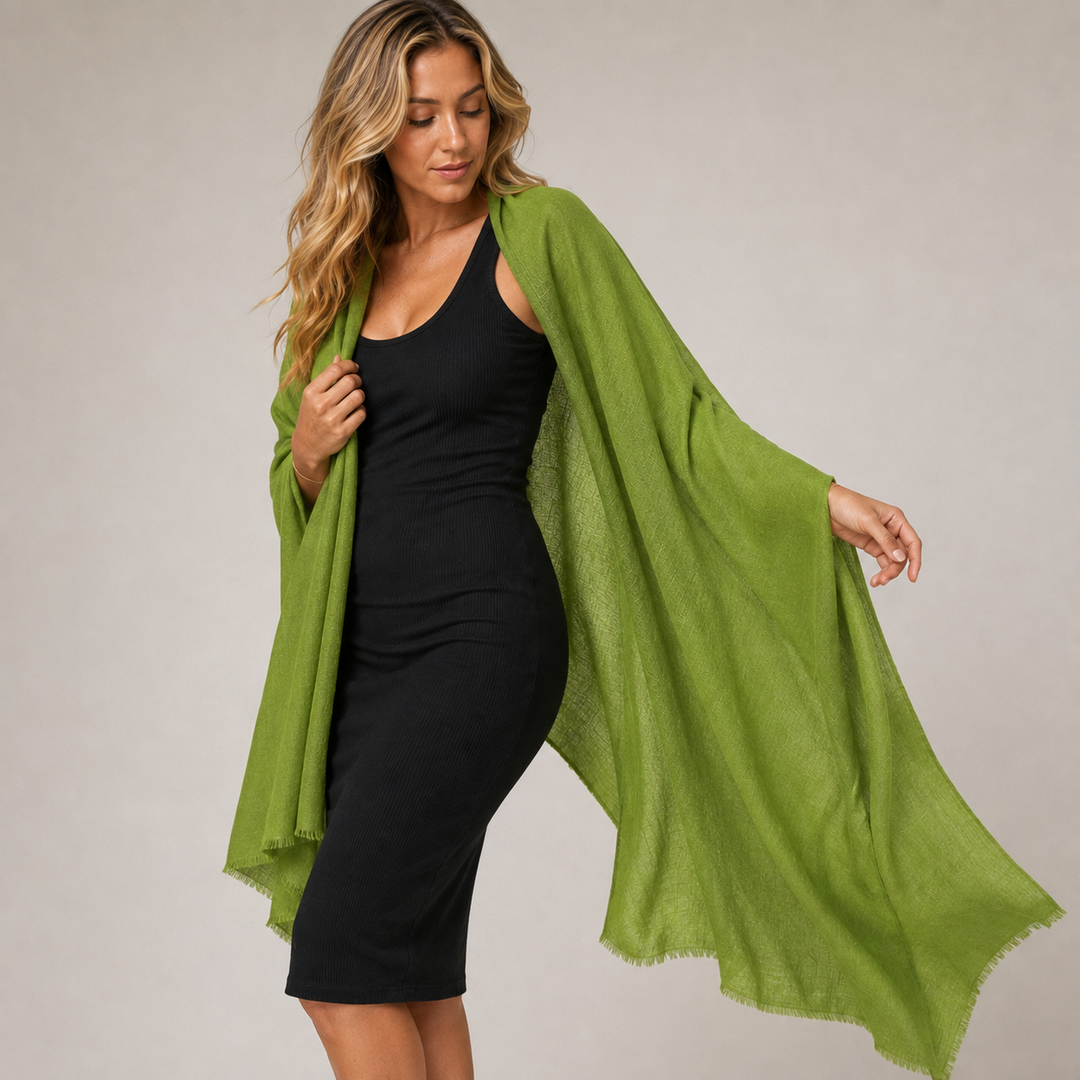 Julian Cashmere Ultra fine  oversized scarf-Green