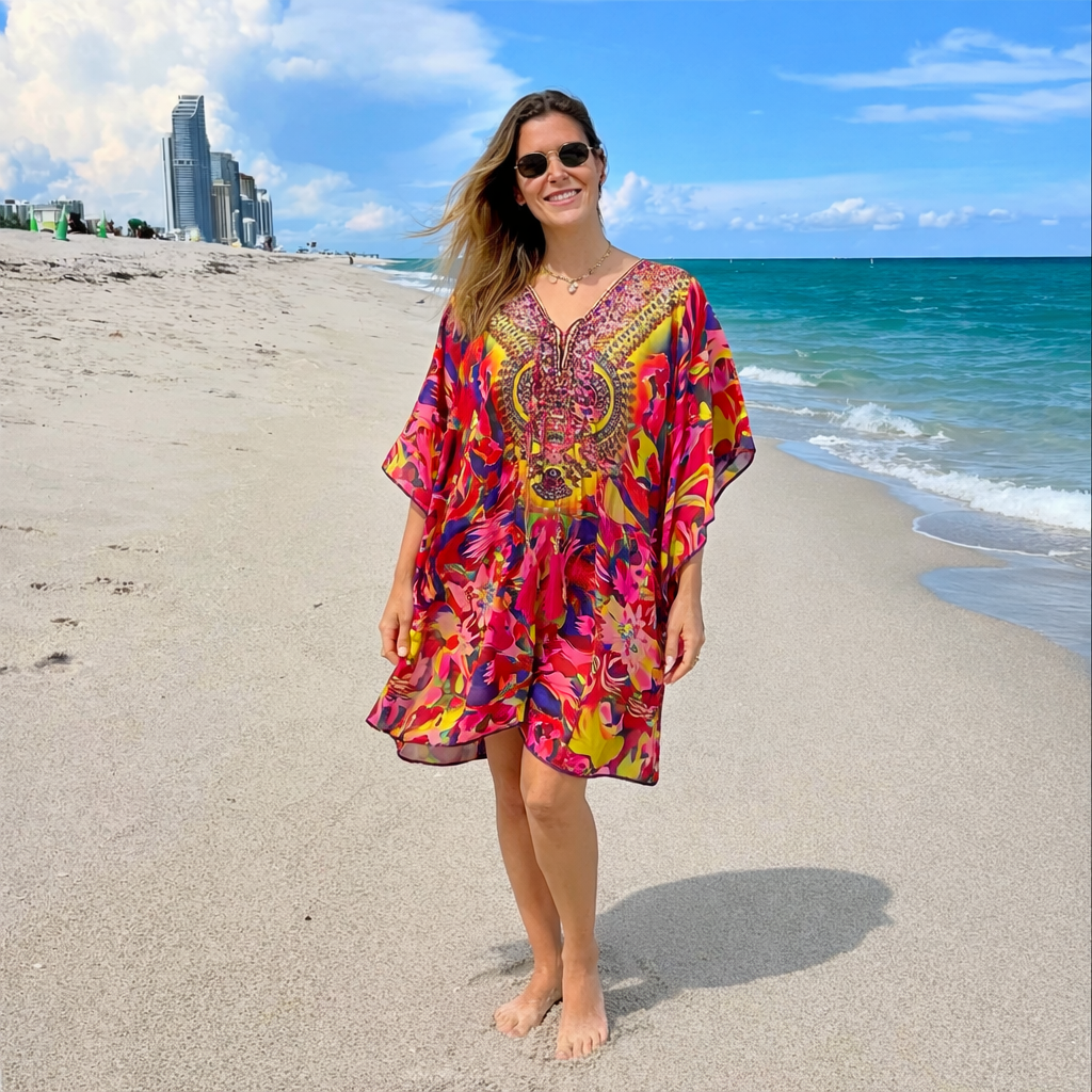 Maya Embellished Tunic Top Blouse Kaftan AU 12-26