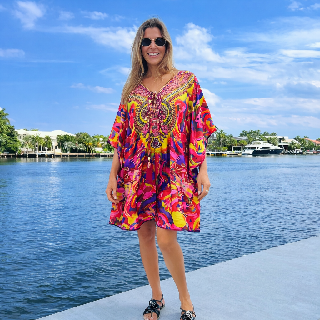 Maya Embellished Tunic Top Blouse Kaftan AU 12-26