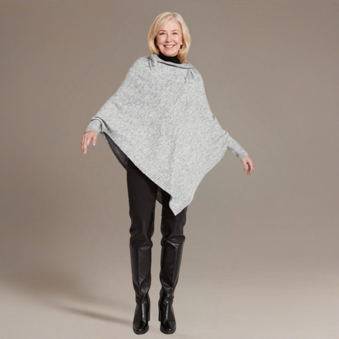 Grey 100% Cashmere Julian Poncho