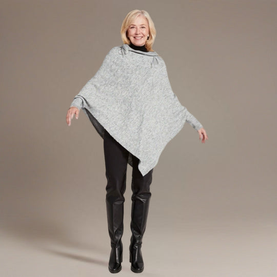 Grey 100% Cashmere Julian Poncho