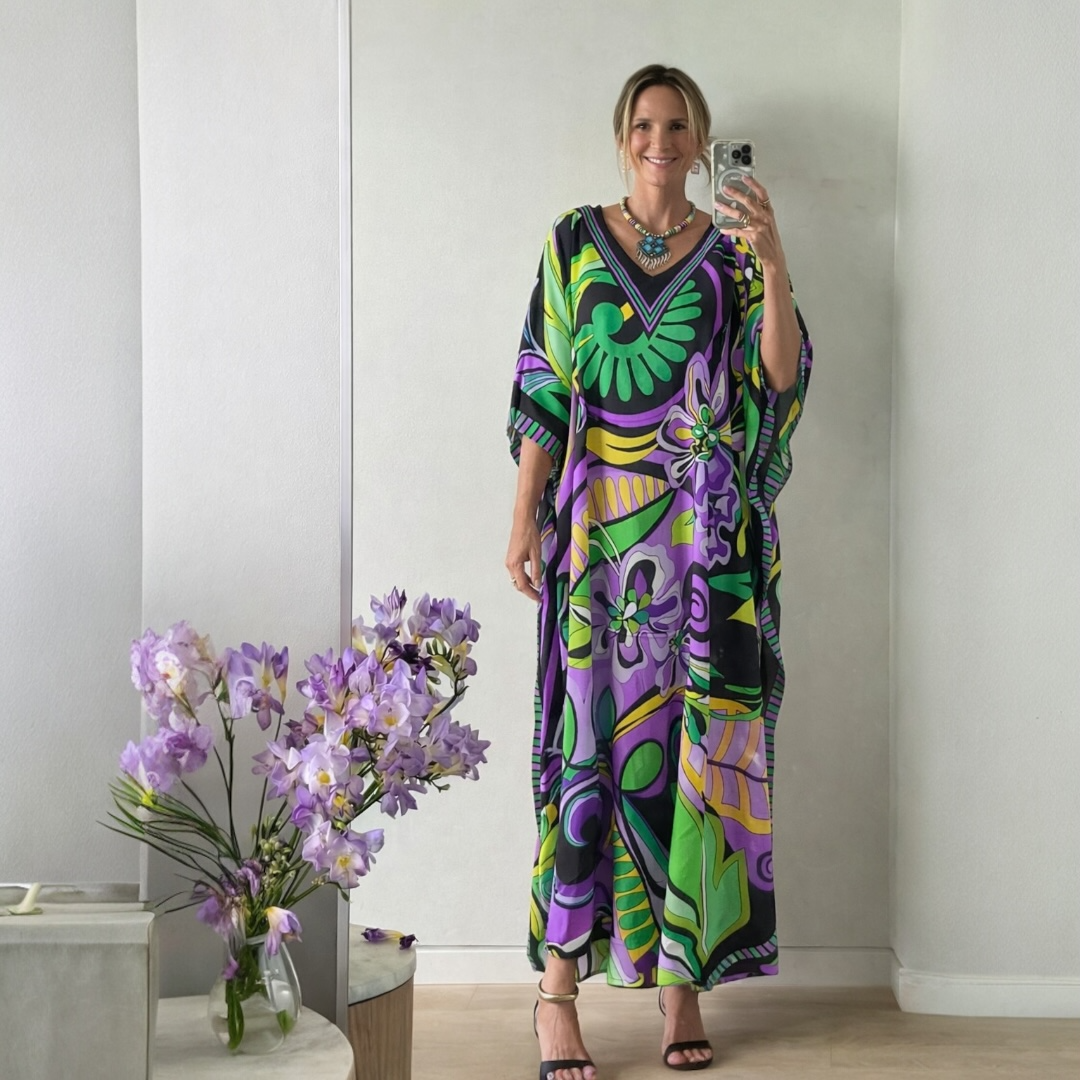 Maya Purple Royals Boho kaftan.Sizes Available AU 14-30