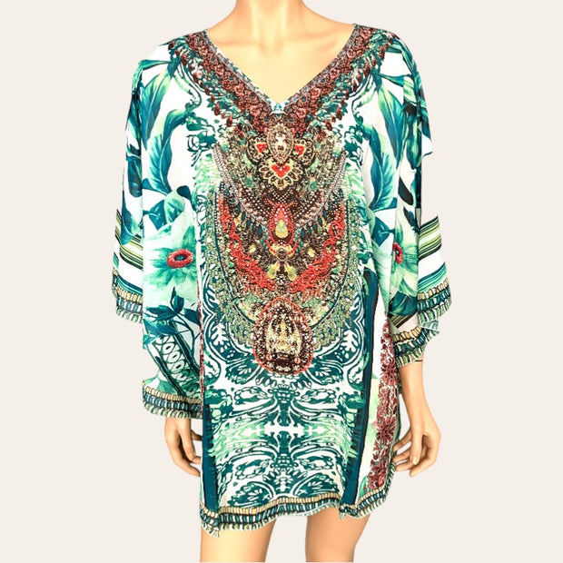 Maya Bling Butterfly Top Tunic Kaftan OFSA 14-26