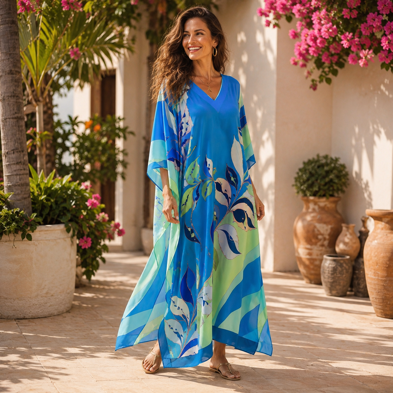 Maya Sea Tropical Kaftan Dress - Sizes Available AU 12-32
