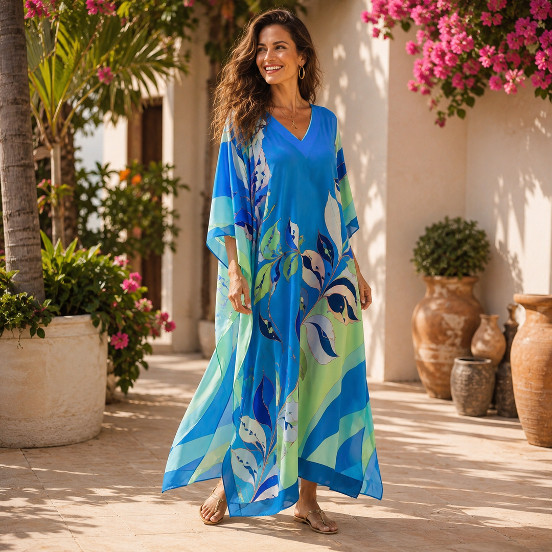 Maya Sea Tropical Kaftan Dress - Sizes Available AU 12-32