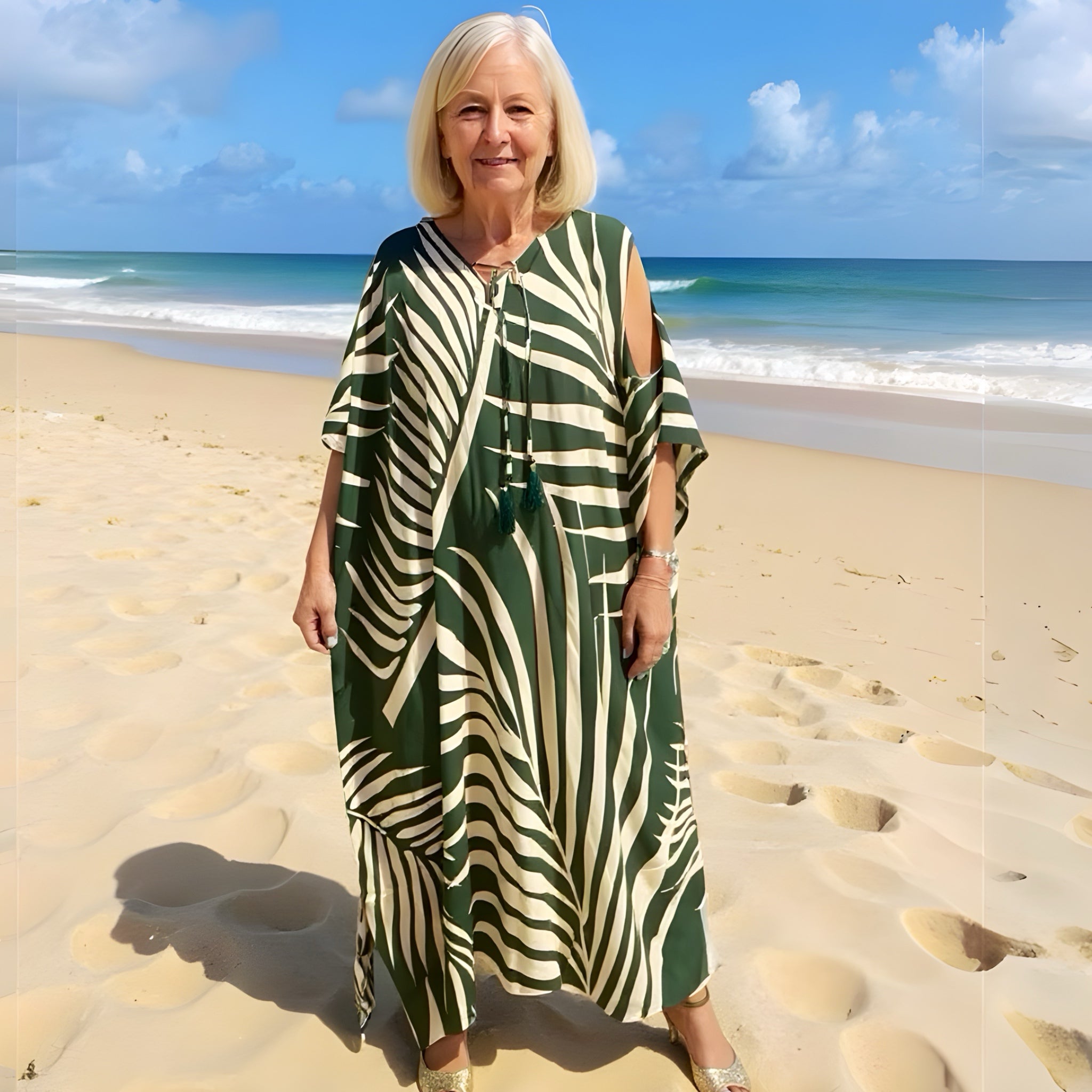 Maya Rayon Cold Shoulder Long Kaftan. Sizes Available AU 12-30