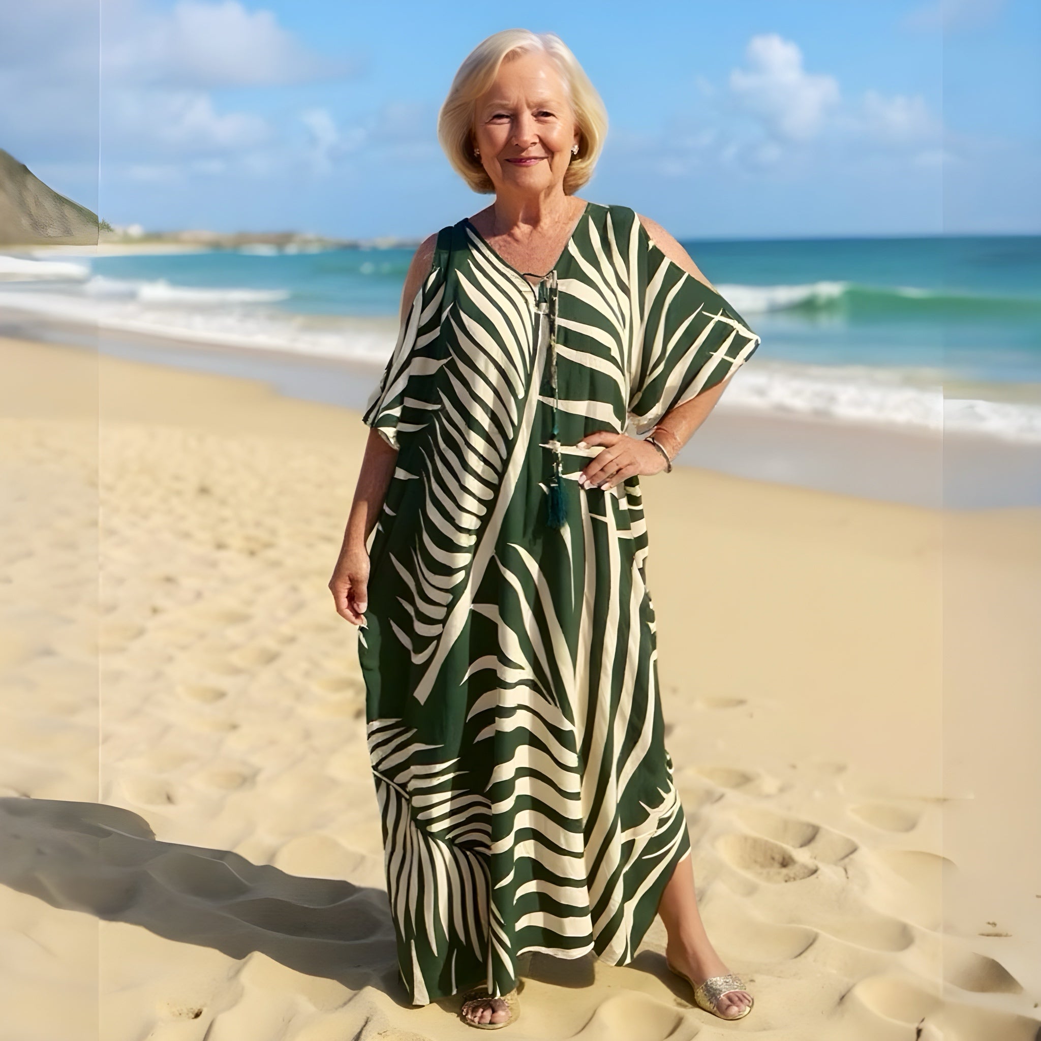 Maya Rayon Cold Shoulder Long Kaftan. Sizes Available AU 12-30
