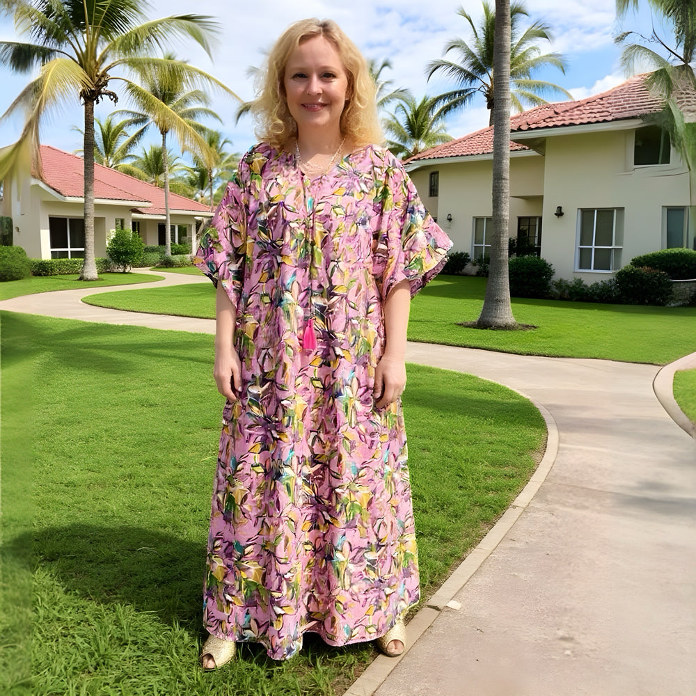 Pink Maya Cotton Rayon Kaftan
-Sizes Available AU 10-30