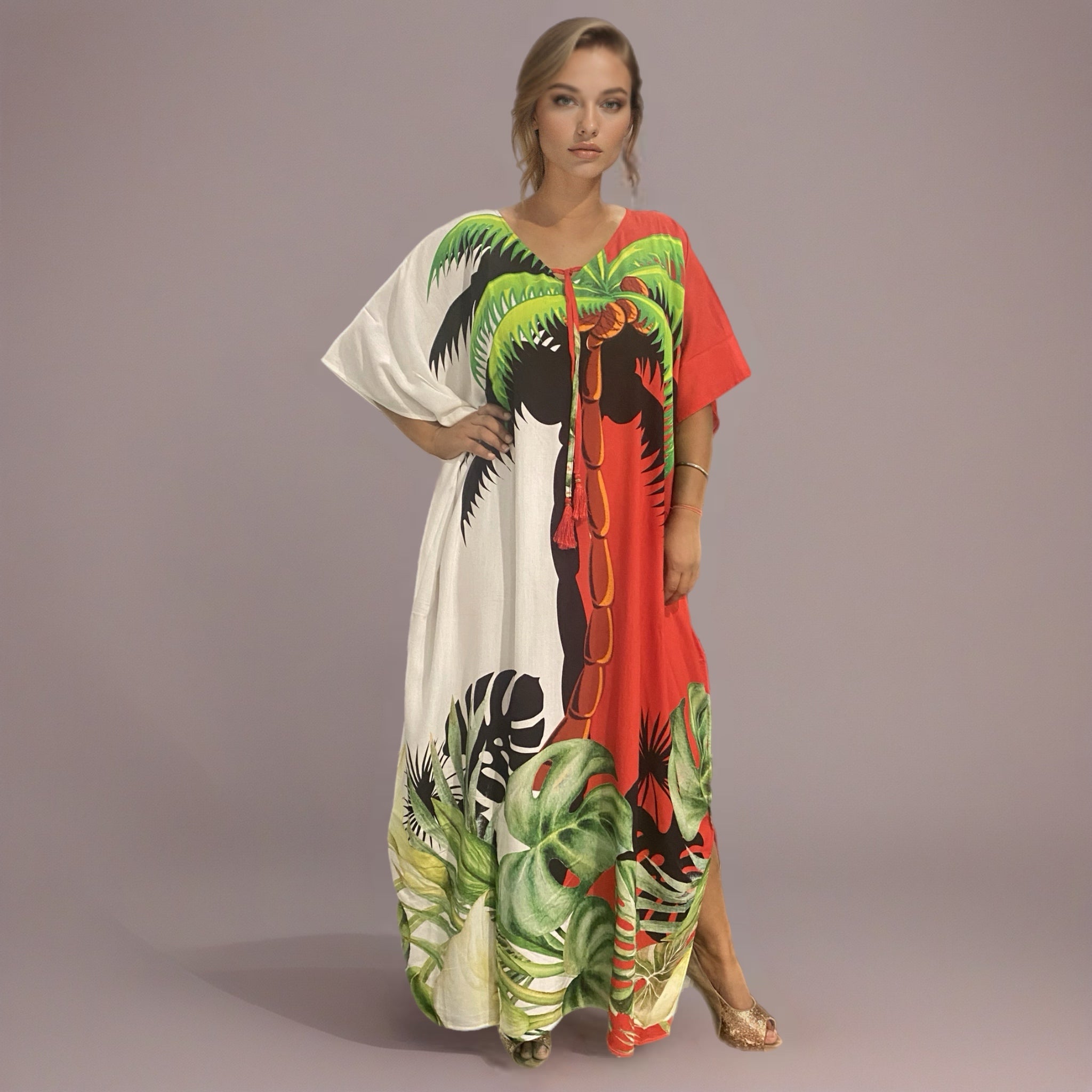 Maya Rayon Tropical  Kaftan. Sizes Available AU 8-30