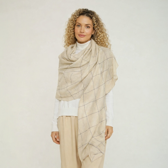 Julian Cashmere Bling Ivory Handwoven Wedding Wrap Shawl