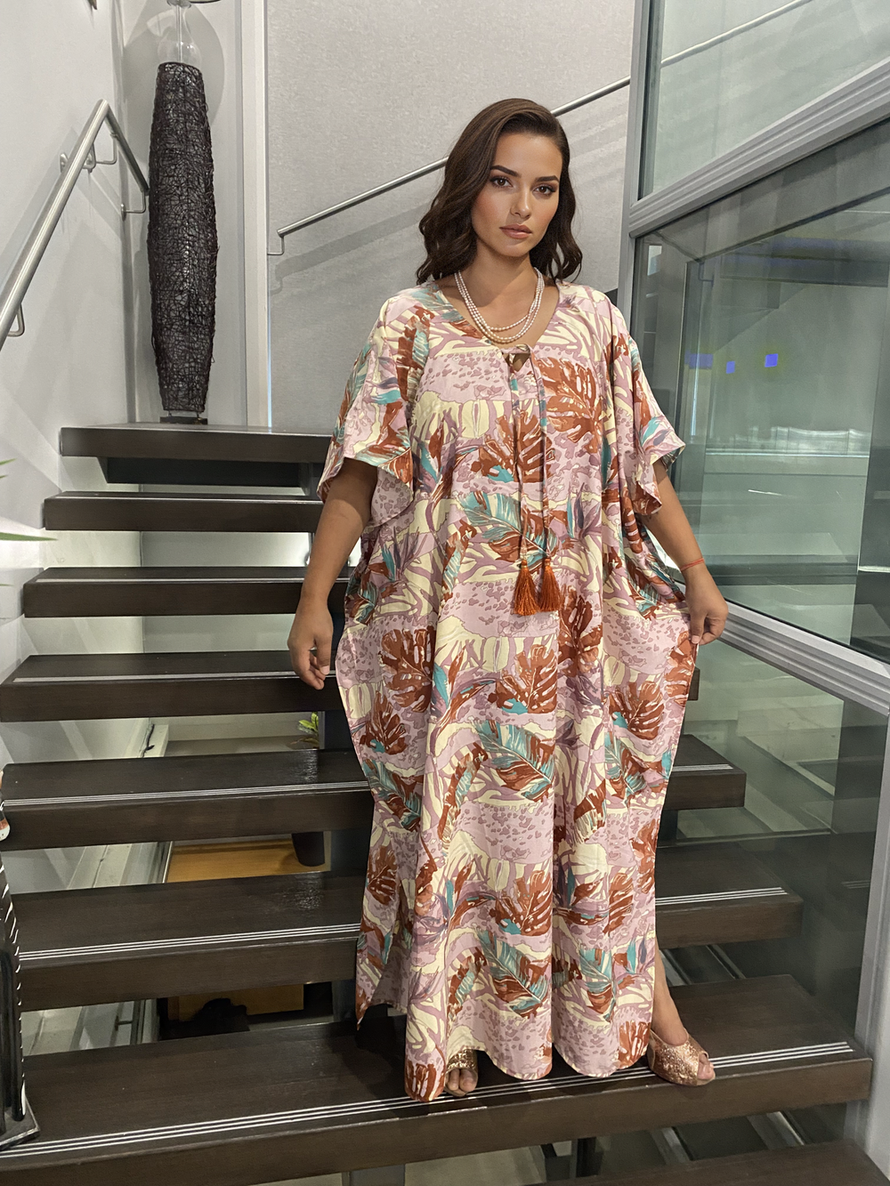 Tropical Maya Cotton Boho Kaftan Sizes Available AU 12-30