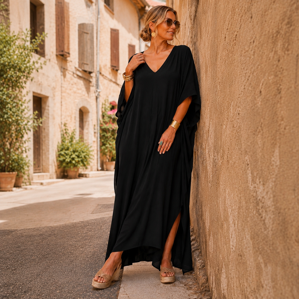 Maya Long Kaftan Black Kaftan O/S AU 16-26