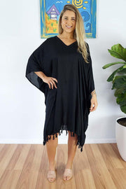 Black Maya Kaftan Top – OSFA, Effortless rayon Luxury