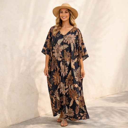 Rayon Maya Black Kaftan One Size AU 8-14