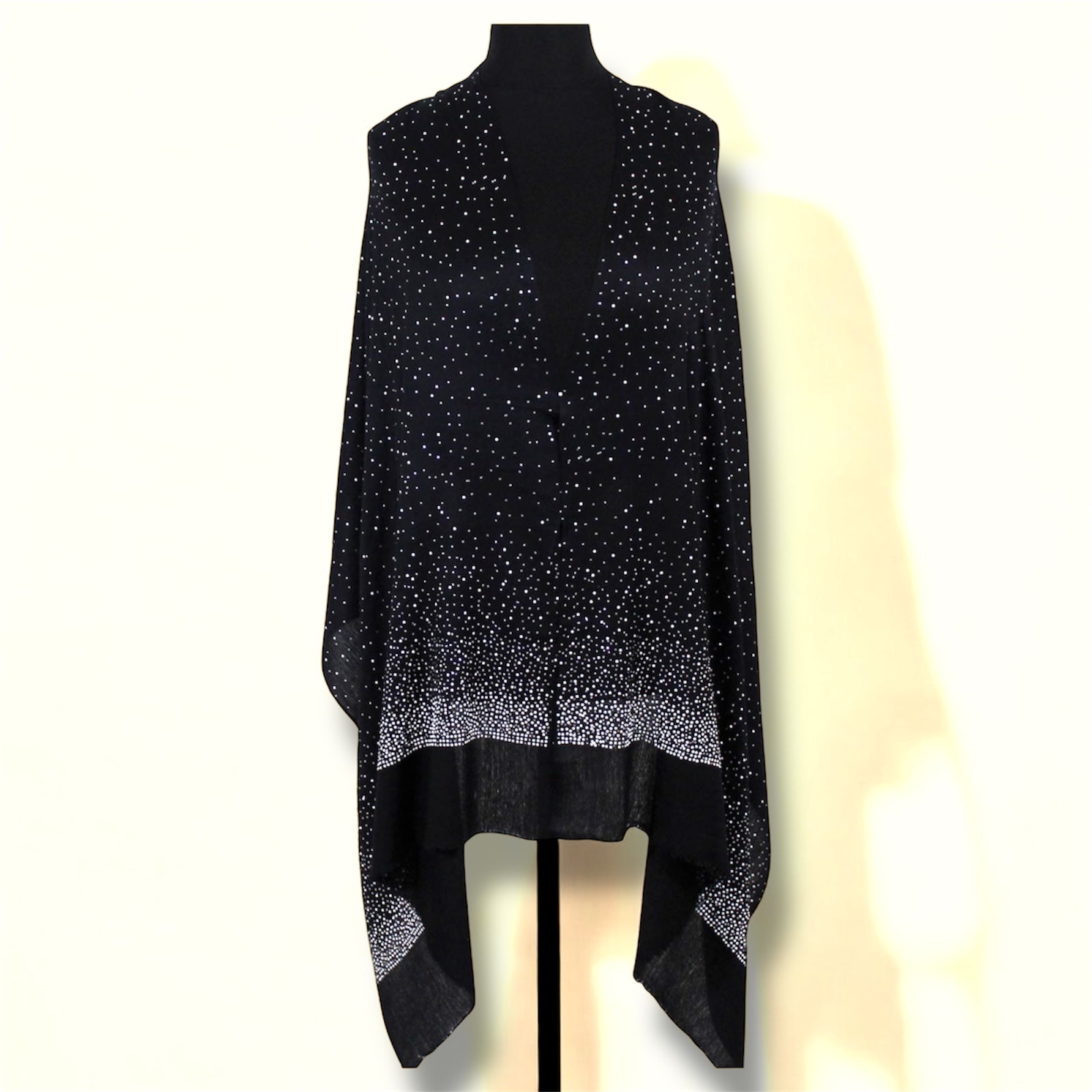 Black Julian Cashmere Pashmina Swarovski Crystals Handwoven Wedding Wrap Shawl