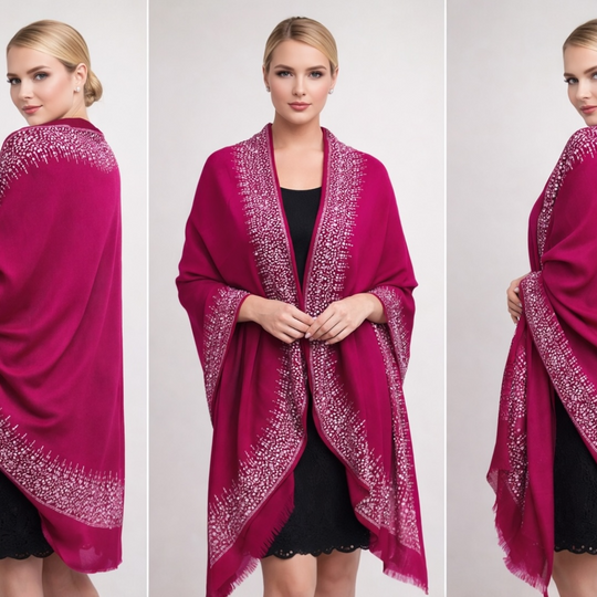 Handwoven Bling Pure Cashmere Julian Scarf Shawl/Wrap-More Colours Available