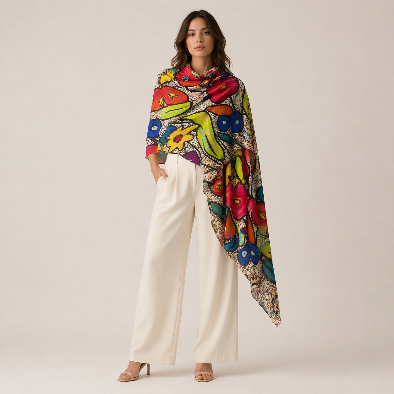 Cashmere Printed Wearable art Julian Scarf-More Designs Available