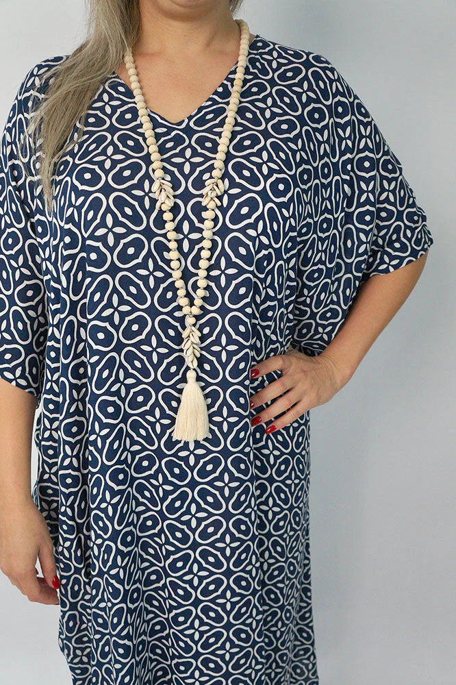 Maya Long Kaftan Navy Links