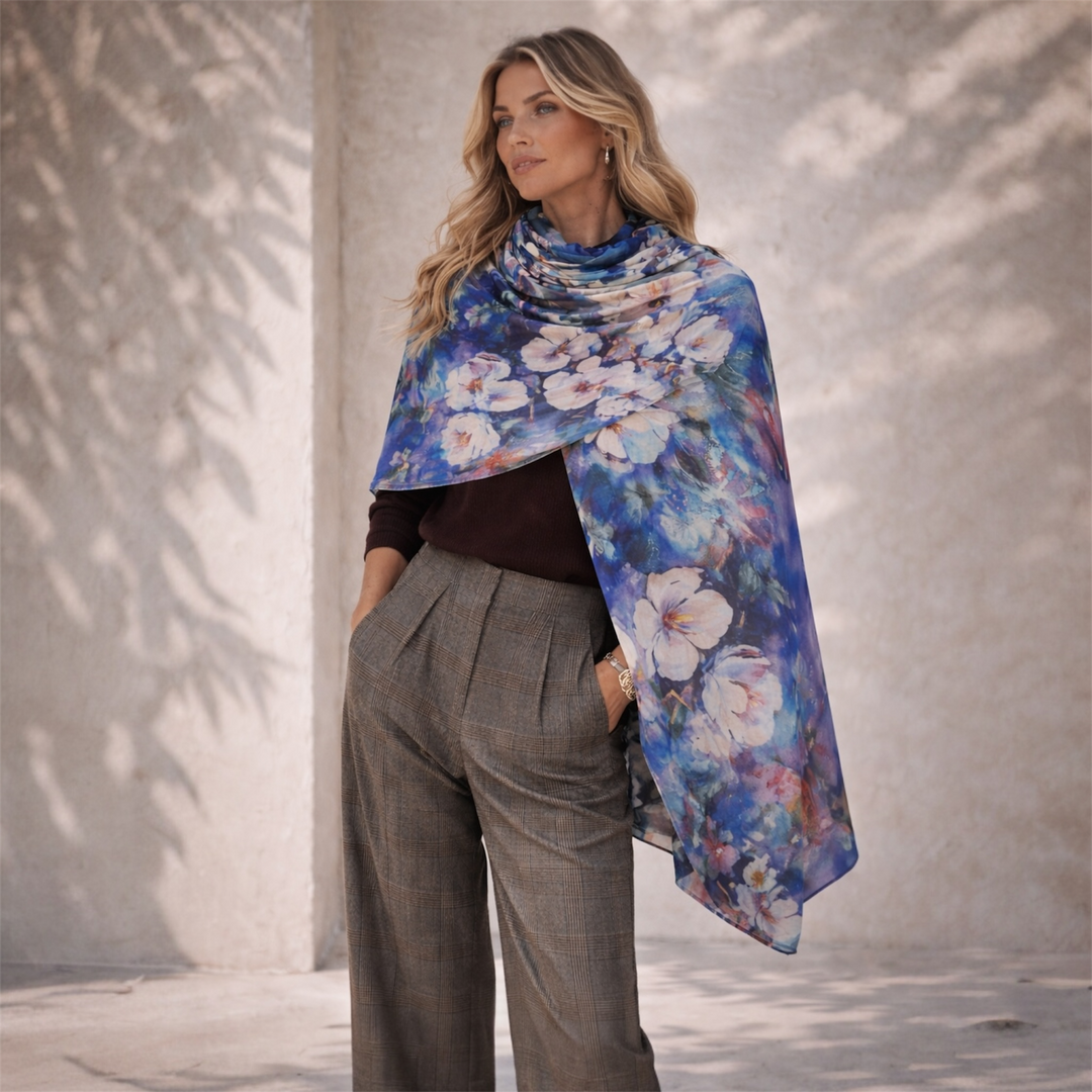 Cashmere Printed Wearable art Julian Ultralight Scarf-More Designs Available