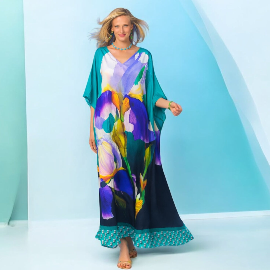 Green Maya Bliss Flora Boho kaftan - Sizes Available AU 14-30