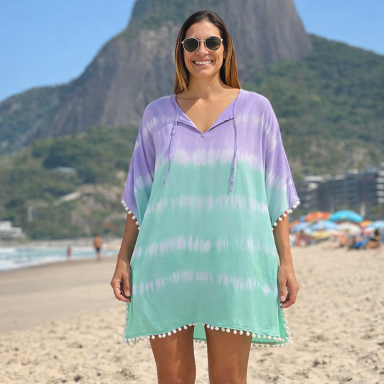 Lilac Pom Pom Maya Top Tunic KaftanOSFA 14-26