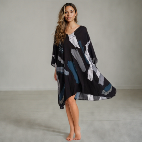 Maya Black Short Kaftan Top Tunic Sizes Available AU 14-30