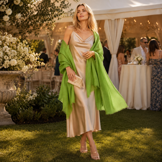 Julian Cashmere Ultra fine  oversized scarf-Green