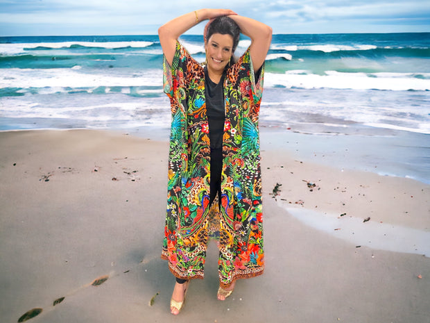 Maya Free Size Silk Mix Embellished Kimono Jacket