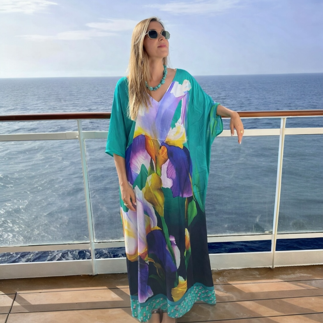 Green Maya Tropical Boho kaftan - Sizes Available AU 14-30