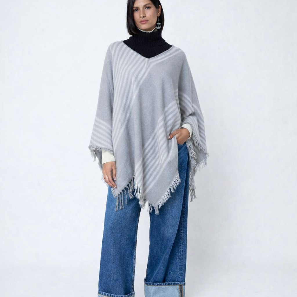 DEIA Winter Wrap Grey Shawl Poncho One Size