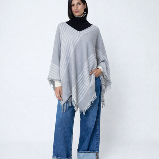 DEIA Winter Wrap Grey Shawl Poncho One Size