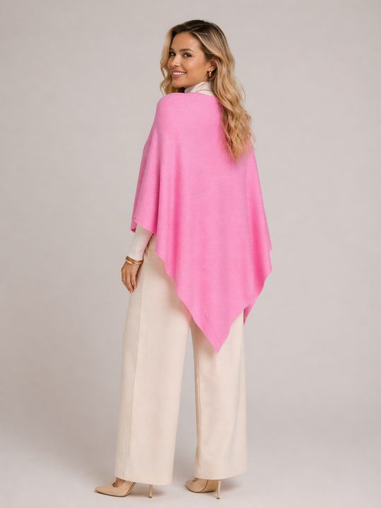 Pink V Neck Julian Cashmere Poncho
