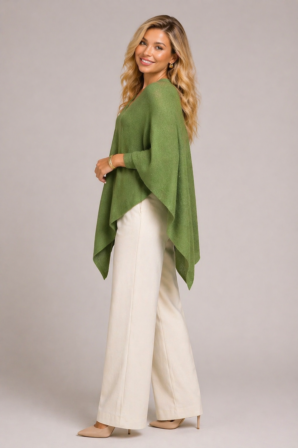 Green Julian Cashmere Poncho