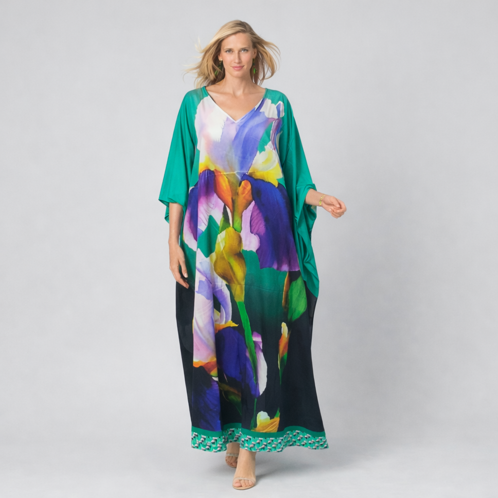 Green Maya Tropical Boho kaftan - Sizes Available AU 14-30