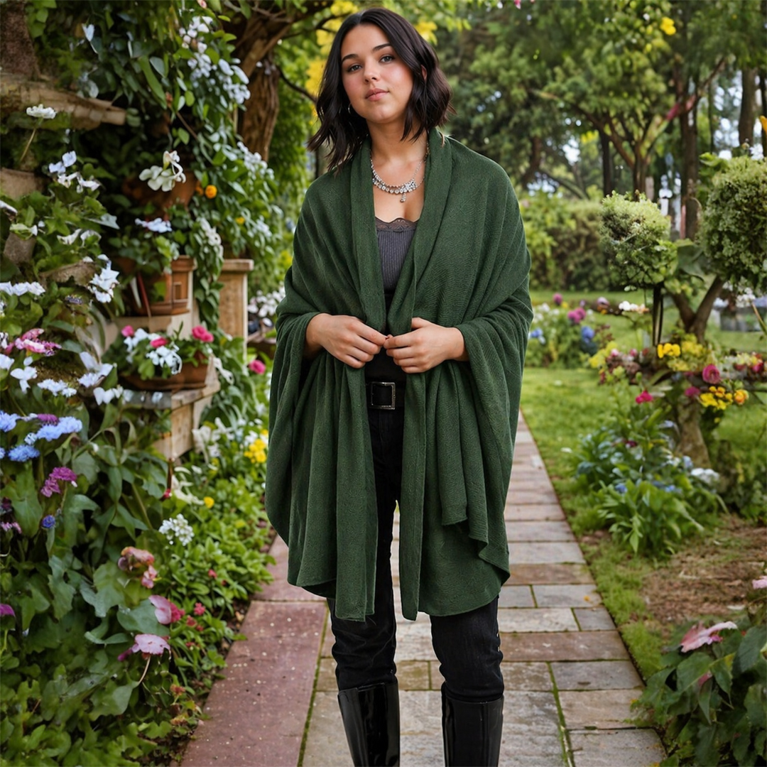 Green Julian Knitted Cashmere Extra large Travel Wrap