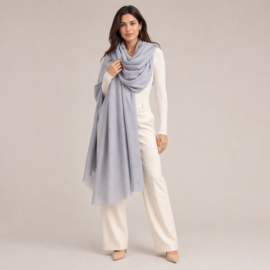 Julian Ultra fine Cashmere oversized scarf/ wrap/ shawl-Grey