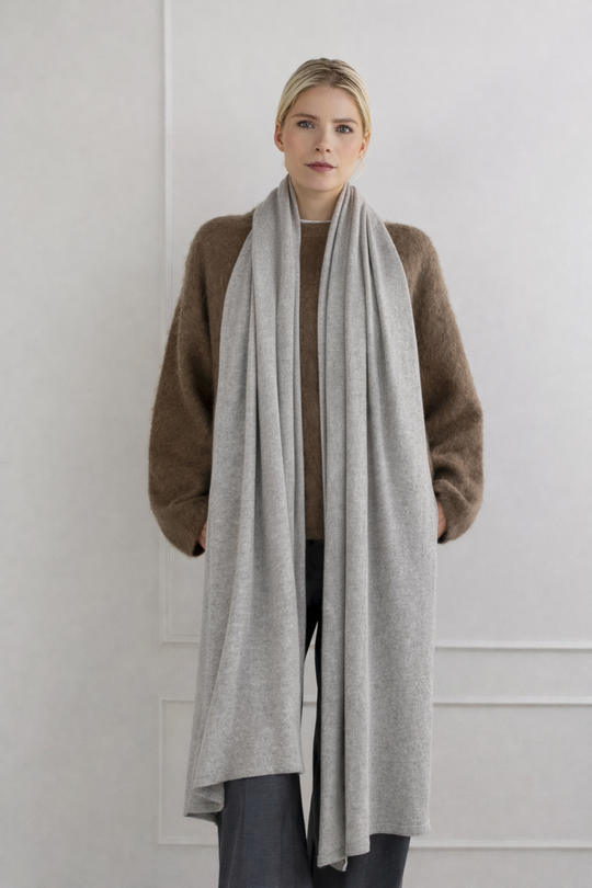 Light Grey 100% Cashmere 2 ply Julian Wrap/ Scarf-XXL Size