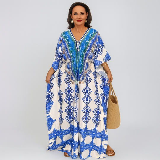 White Coco Bella kaftan Resort Wear White Oasis