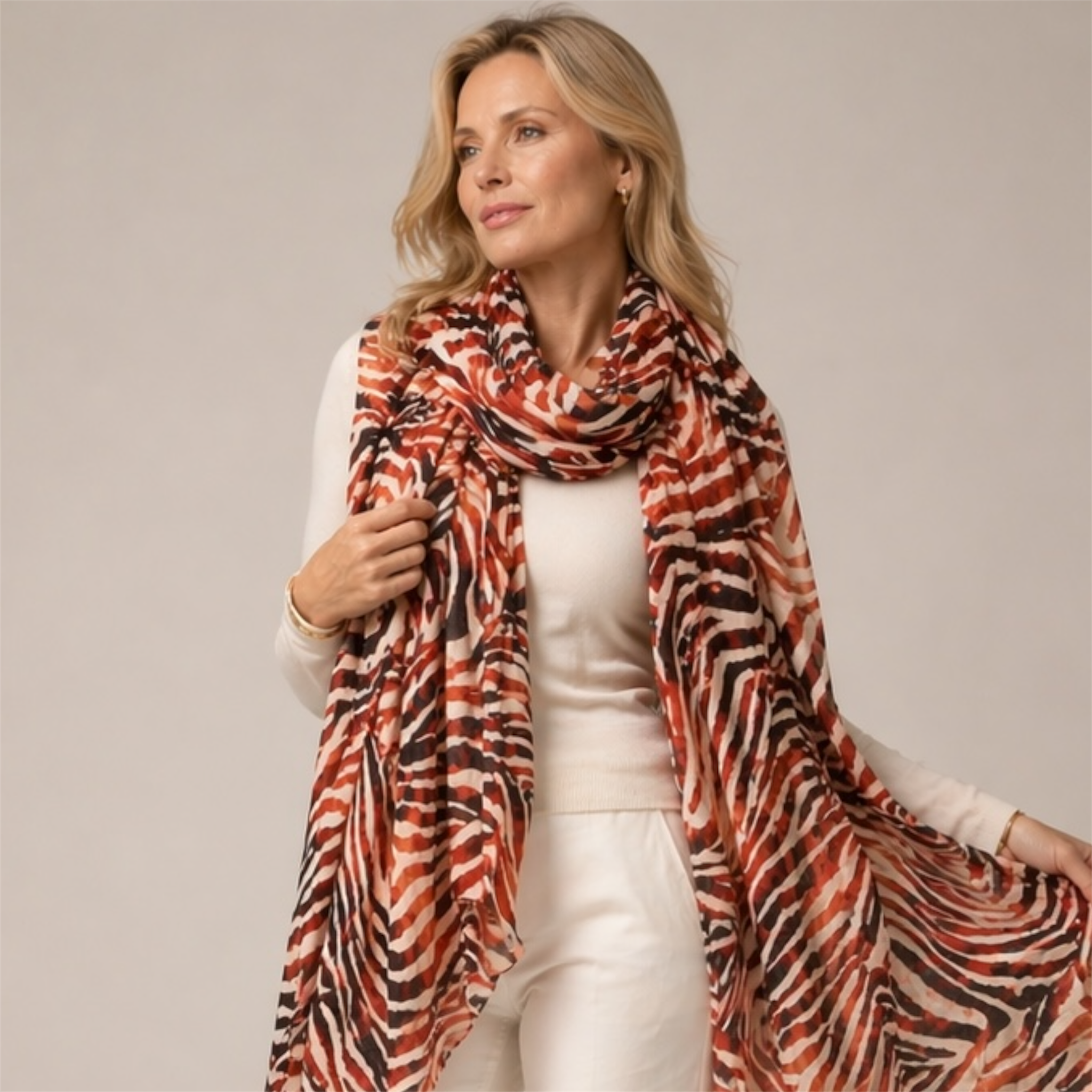 Cashmere Printed Wearable art Julian Scarf-More Designs Available