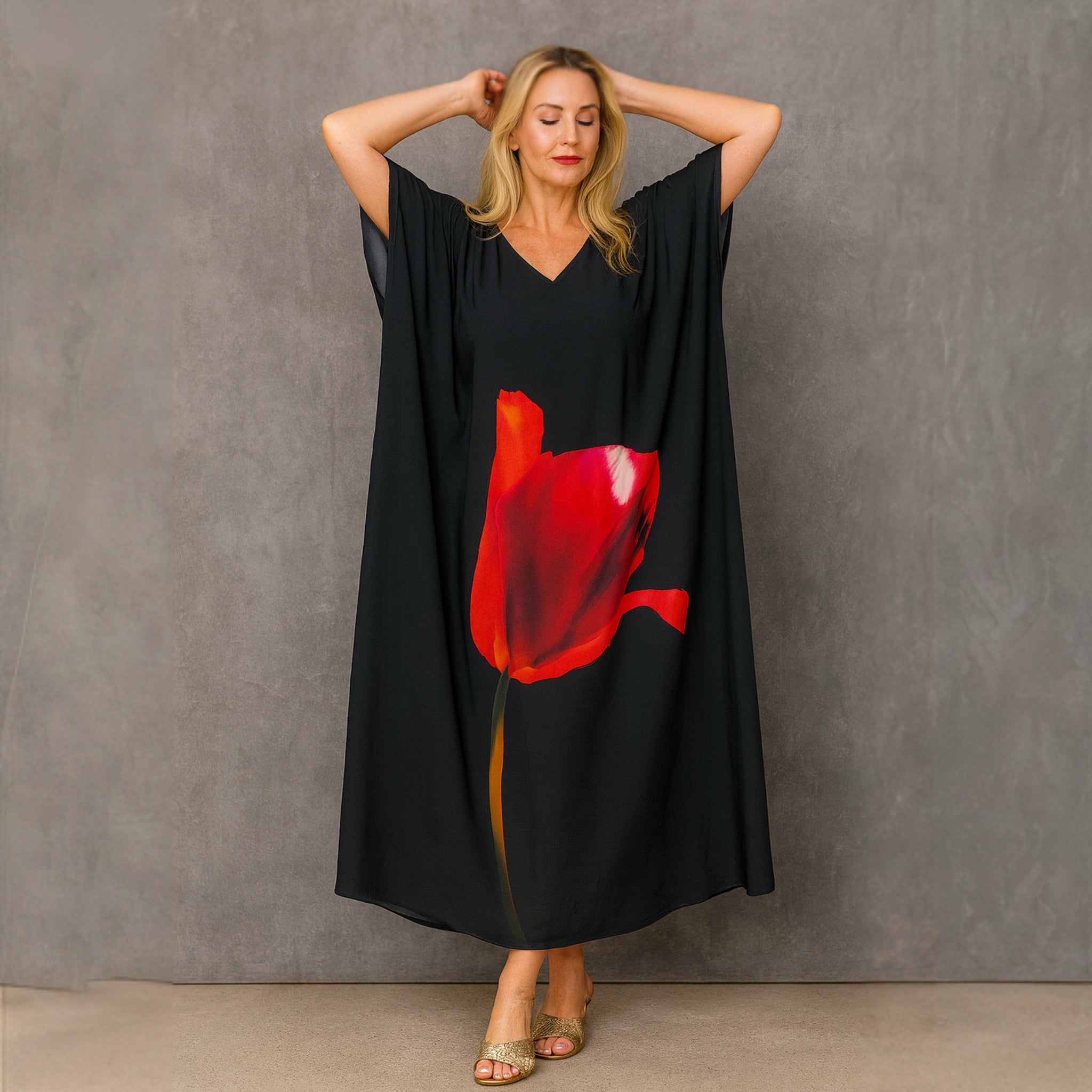 Black Boho Rayon Maya kaftan dress - Sizes Available AU 14-30