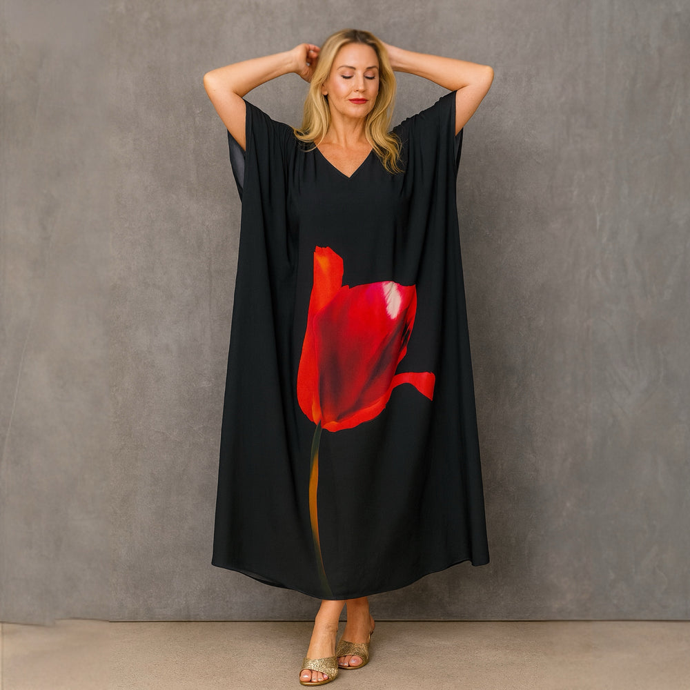 Black Boho Rayon Maya kaftan dress - Sizes Available AU 14-30