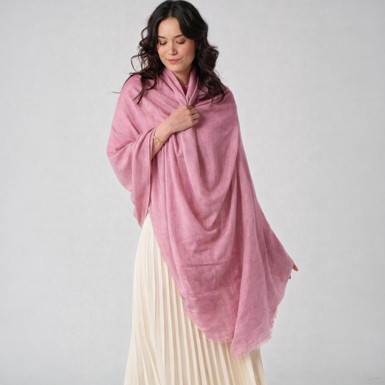 Pink Julian Oversized handwoven pure cashmere scarf