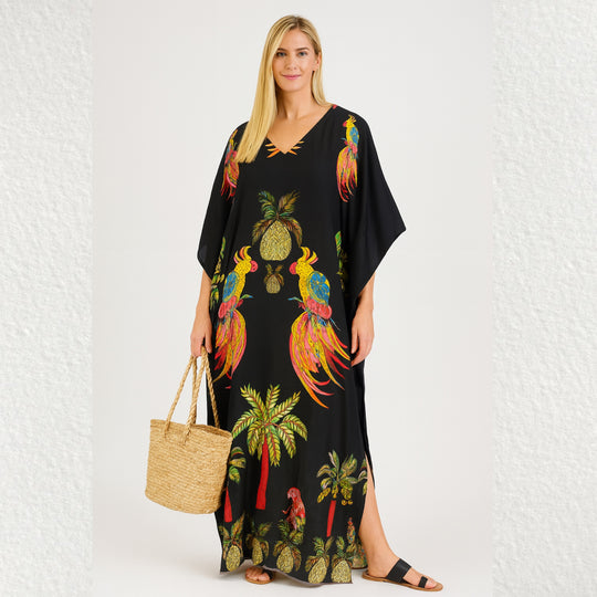 Black Micaso  Maya kaftan - Sizes Available AU 14-30