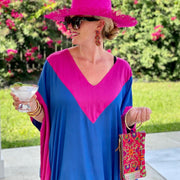 Blue Tropical Resort Cotton Kaftan