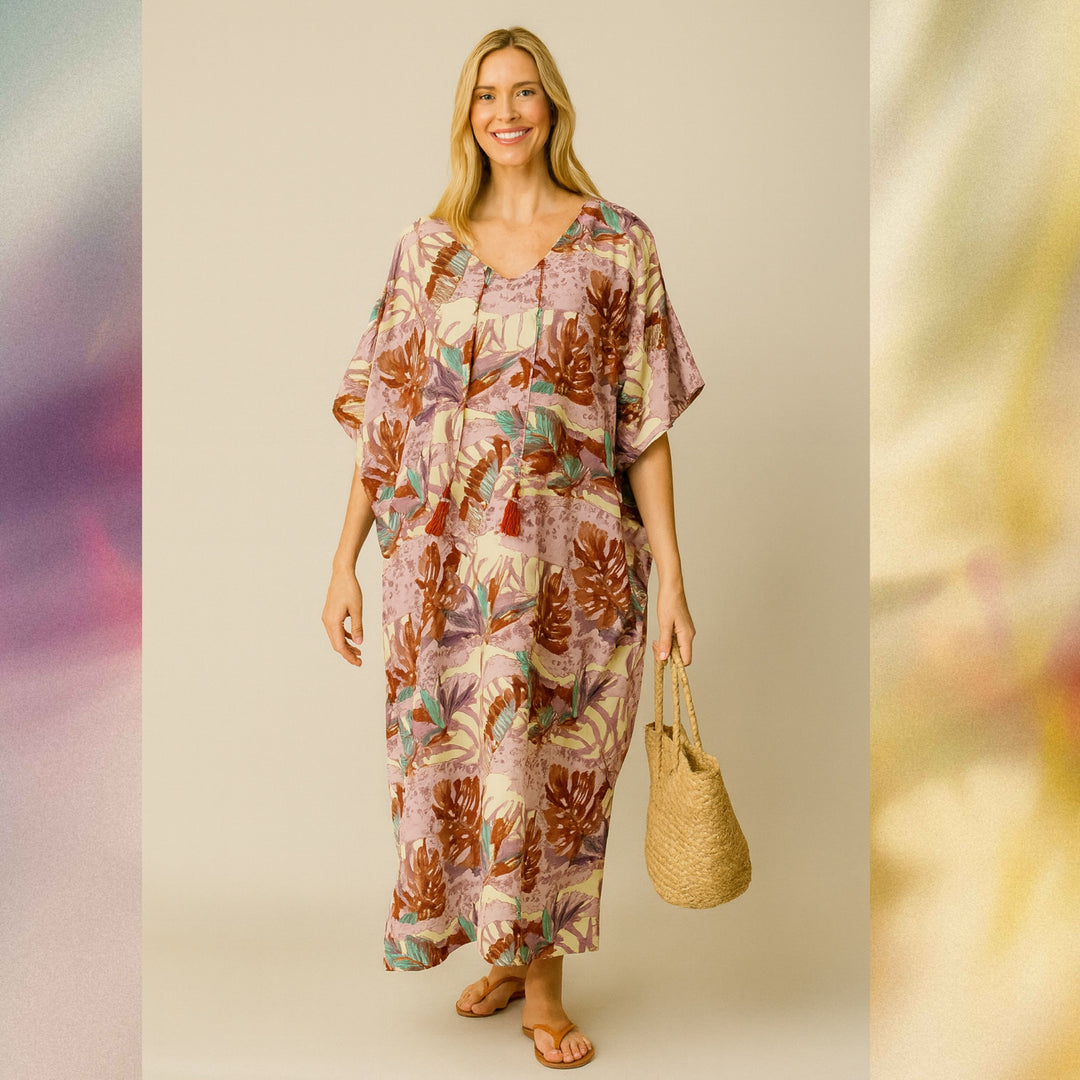 Tropical Maya Cotton Boho Kaftan Sizes Available AU 12-30