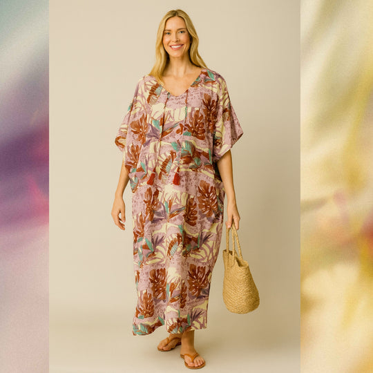 Tropical Maya Cotton Boho Kaftan Sizes Available AU 12-30