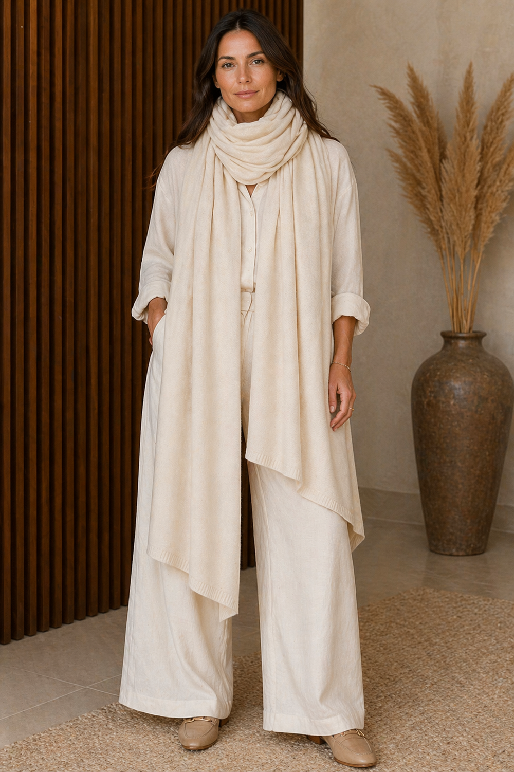 Cashmere Ivory Julian Travel Wrap