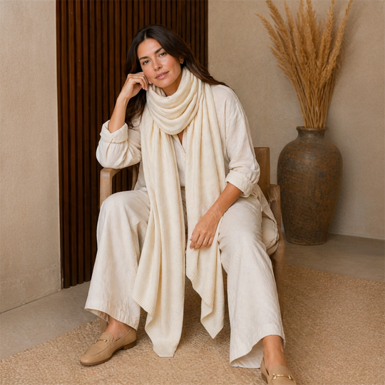 Cashmere Ivory Julian Travel Wrap